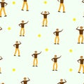 Pattern with happy dancing man. Happy dancing people. Light background.