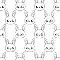 pattern of heads cute rabbits baby animals kawaii style