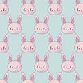 pattern of heads cute rabbits baby animals kawaii style