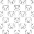 pattern of heads cute raccoons baby animals kawaii style