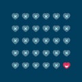 Pattern of hearts and crosses with a red and happy heart. Concept of love. Vector illustration, flat design Royalty Free Stock Photo