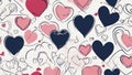 pattern with hearts drawn shape heart with cute sketch line divider shape love doodle Royalty Free Stock Photo