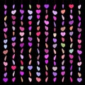 Pattern hearts skewered like beads on line fullcolor on black Royalty Free Stock Photo