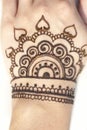 Pattern henna woman`s hands Royalty Free Stock Photo