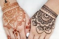 Pattern henna woman`s hands Royalty Free Stock Photo