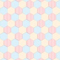 Seamless Geometric Blue, Yellow and Red Striped Hexagons Pattern Background Royalty Free Stock Photo