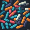 capsule medicine illustration medication pill pharmaceutical tablet drug medical pharmacy. Generative AI.