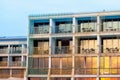 Pattern of hotel room balconies in modern building Royalty Free Stock Photo