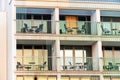 Pattern of hotel room balconies in modern building Royalty Free Stock Photo