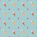 Pattern with ice cream and cherries. Vector illustration Royalty Free Stock Photo