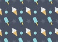 Pattern with ice cream cones and popsicles on the dark background Royalty Free Stock Photo