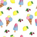 pattern ice cream, raspberry and lemon