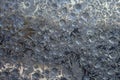 Pattern from ice crystals on glass, a close up