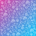 Pattern icons line, outline food and products in