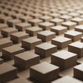 A pattern of identical square columns or blocks made of a brown material extends Royalty Free Stock Photo