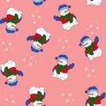 Pattern with illustration of a friendly snowman.