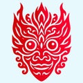 Pattern Illustration vector art of Oni japanese devil mask. Royalty Free Stock Photo