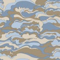 Pattern with the image of the cream texture of blue, gray and beige shades. Abstract background.