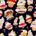 Pattern with the image of the fantastic cakes