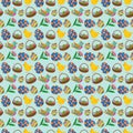 pattern image for happy easter holiday with elements of eggs, flower, bird and chick Royalty Free Stock Photo