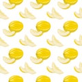 Pattern with the image of a whole melon and pieces Royalty Free Stock Photo