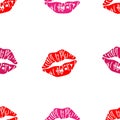Pattern imprint of lipstick red and pink