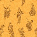 Pattern with Indian dancers Royalty Free Stock Photo