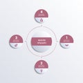 Pattern for infographic 4 positions monochromic vector image from circles in circle Royalty Free Stock Photo