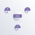 Pattern for infographic 3 positions monochromic vector image from circles in circle Royalty Free Stock Photo
