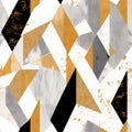 pattern of interlocking geometric shapes with marble effect in white, gold and black colors for print Royalty Free Stock Photo