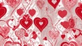 Pattern of intertwined hearts in shades of white and red