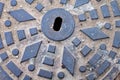 Pattern on iron manhole cover Royalty Free Stock Photo