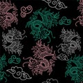 Pattern with Japan dragons