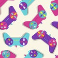 Pattern of joystick retro console game 90`s. Vector illustration