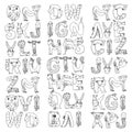 Pattern kids fabric, textile, nursery wallpaper. Language learning. Animal alphabet. Letters from A to Z. Flamingo Royalty Free Stock Photo