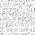 Pattern kids fabric, textile, nursery wallpaper. Language learning. Animal alphabet. Letters from A to Z. Flamingo Royalty Free Stock Photo