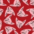Pattern with kitty with a lovely face. Freaky comic cat face Royalty Free Stock Photo