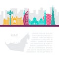 Template leaflets with a map of the UAE and Dubai attractions