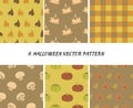 Pattern with leaves, tea, pumpkins and mushrooms. Autumn set for printing on postcards, t-shirts, flyers or posters