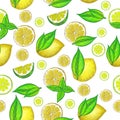 Pattern with lemon. Handmade drawing. Seamless pattern with lemons. Bright pattern with fruits.