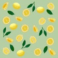 Pattern of lemons in pastel colors. Gray background, yellow lemons. Royalty Free Stock Photo