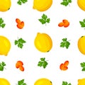 pattern of lemons and sea buckthorn. Seamless vector pattern with lemons sea buckthorn. Vector illustration