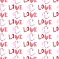 Pattern with letters Love and hearts. For valentines day, birthdays, gifts.