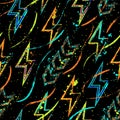 Pattern with of ligthning, pointers, paint strokes Royalty Free Stock Photo