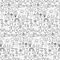 Pattern With Line Hand Drawn Doodle Lovely Background For Kid. Doodle Funny.