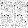 Pattern With Line Hand Drawn Doodle Lovely Vector Background For Kid. Doodle Funny.