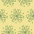 A pattern of lines and circles. Wavy green seaweed and bubbles on a light background. Seamless vector pattern Royalty Free Stock Photo