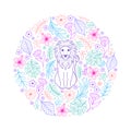Pattern with lion and tropical flowers Royalty Free Stock Photo