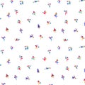 Pattern of little men shoppers. Vector. On a white background figures of people. Ironic style. Pattern for fabric or clothes