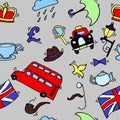 Pattern with London touristic icons Royalty Free Stock Photo